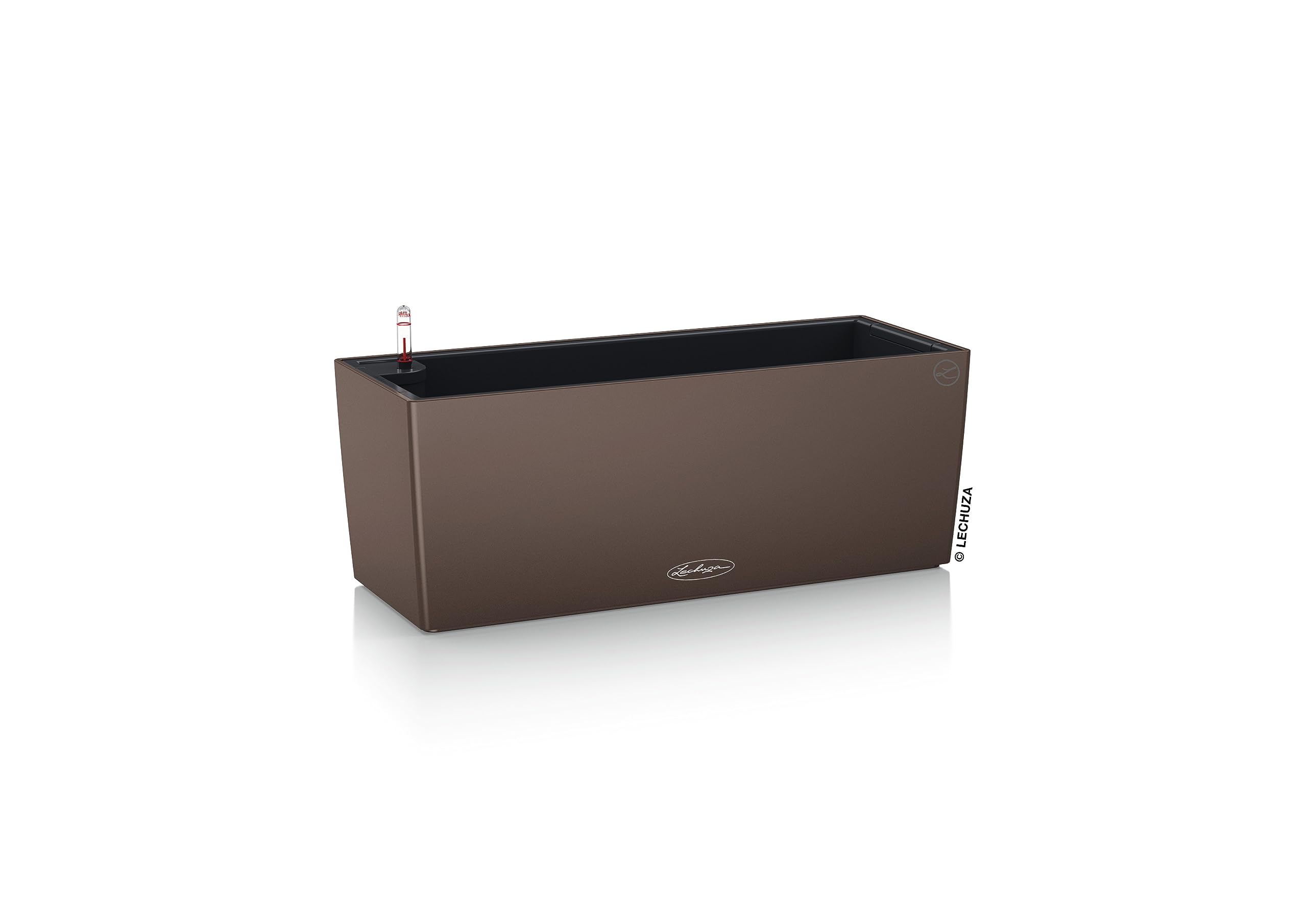 Lechuza BALCONERA Color 50 Self Watering Planter Plastic Indoor/Outdoor Flower Plant Pot Table and Window Box with Drainage Hole H19 L50 W19 cm Nutmeg