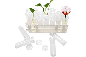 Tirifer 21 Pack 60ml Large Floral Tubes with Rack Holder for Milkweed Cuttings, Raising Caterpillars, Monarchs, Butterflies, Flower Arrangements