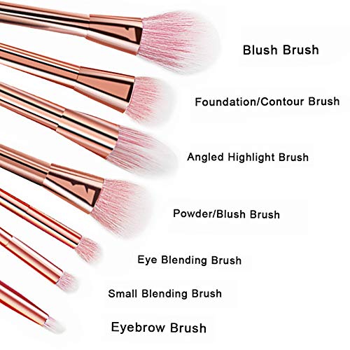 CINEEN professionelles 7-teiliges Set für Make-up, Kosmetik-Pinsel, Puder, Foundation, Lidschatten, Lippenpinsel