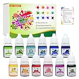 12 Color Bath Bomb Soap Dye - Skin Safe Bath Bomb Colorant Food Grade Coloring for Soap Making Supplies, Natural Liquid Soap Colorant for DIY Bath Bomb Supplies Kit, Slime, Crafts - with Instructions