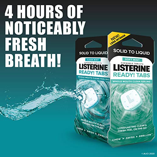Listerine Ready! Tabs Chewable Mint Tablets with Clean Mint Flavor, Revolutionary 4Hour Fresh