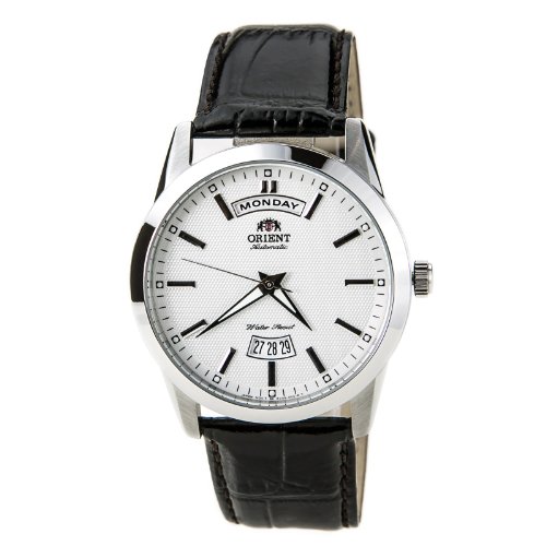 Orient EV0S005W Men's Union White Dial Brown Leather Strap Automatic Watch