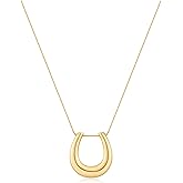 NEPULOY 14K Gold Plated Statement Long Necklaces for Women - Chunky Horseshoe Pendant Necklaces, Western Cowboy Cowgirl Accessories | Statement Jewelry Gifts for Women