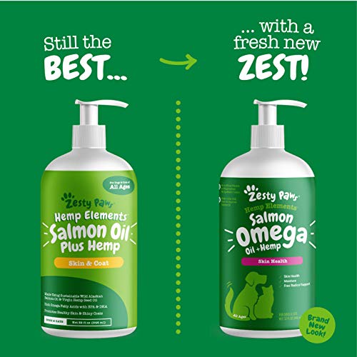 Zesty Paws Salmon Omega Oil Hemp for Dogs and Cats with Wild Alaskan