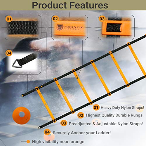 Corintio Sport Agility Ladder Speed Training Equipment Set 20ft
