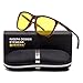 HD Night Vision Polarized Sunglasses Square Yellow Lens Aluminum Magnesium Temple Spring Hinges Driving Sun Glasses Men Women Classic Retro Wayfarer Glasses (Night Vision Lens/Leopard Spring Frame)