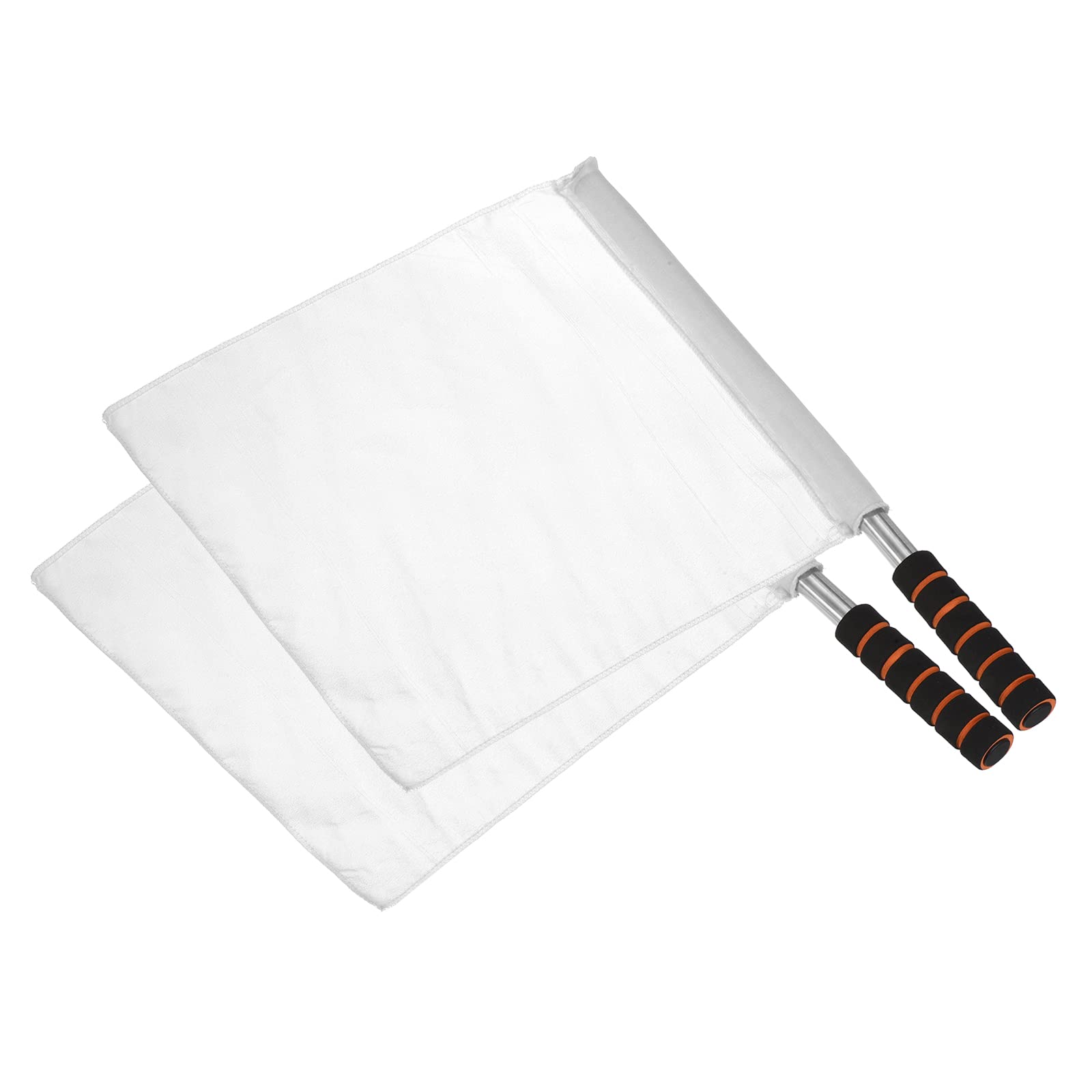 PATIKIL Referee Flag, 2 Pack Stainless Steel Pole Sponge Handle for Football Soccer Track and Field Sports Linesman Command Hand Signal, White