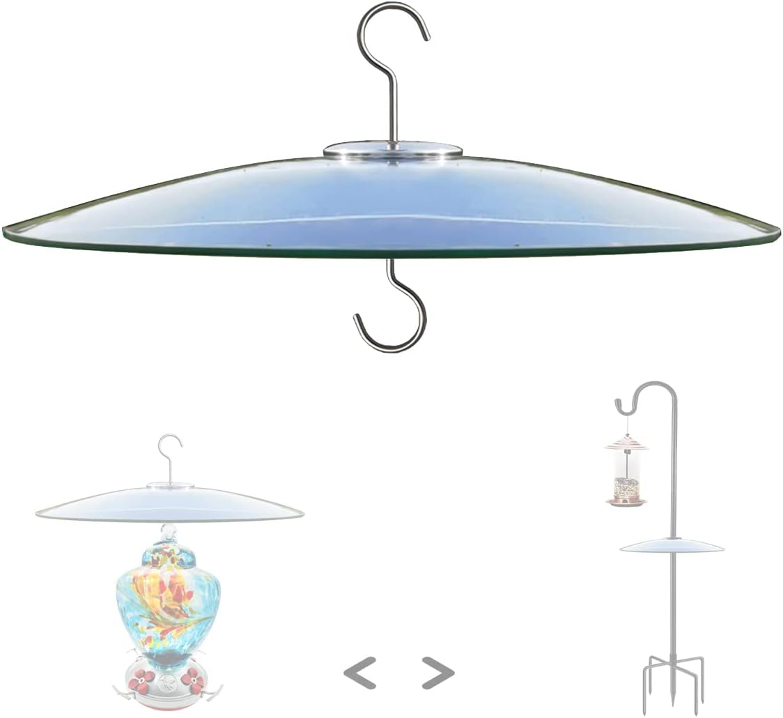 Outdoor Shepherd's Hooks - Glass Squirrel Baffle for Bird Feeders Pole - Shepherd Hooks/Post Hanging - Clear 13