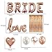 Bridal Shower Bachelorette Party Decorations Kit Rose Gold - Set Includes 1 Fringe Curtain, 1 Set of Bride Balloons, 1 Love Balloon, 2 Heart Balloons, Latex 4 White, 4 Rose Gold, 4 Confetti Balloons