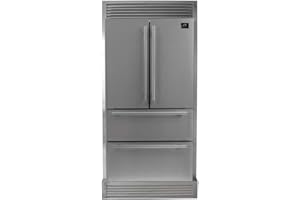 Forno Moena 40" Wide (36" + 4" Trim Kit) Refrigerator and Freezer 19.2 Cu.Ft with Trim Kit Grill - French Door Counter Stainless Steel Freestanding Fridge with Ice Maker