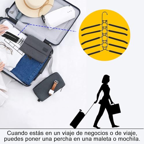 LUKANATO Ganchos para Ropa, 2 Piezas Ganchos para Pantalones Multicapa Desmontable, Perchas Plegables Multifuncionales para Jerseys, Camisas y Trajes