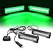 FOXCID 4 X 6 LED 9 Modes Traffic Advisor Emergency Warning Vehicle Strobe Lights for Interior Roof/Dash/Windshield/Grille/Deck Universal Waterproof Green