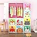 Tespo Portable Clothes Closet Wardrobe for Children and Kids, Cute Cartoon, DIY Modular Storage Organizer, Sturdy and Safe Construction, 12 Deeper Cubes with Hanging Rods (Pink)