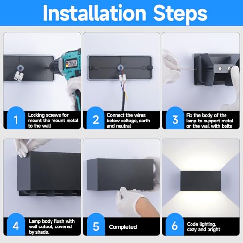 FUPE 2 Pieces Outdoor/Indoor LED 25 W Outdoor Wall Lamp Anthracite IP65 Waterproof Aluminium Outdoor Wall Light Adjustable Light Angle 3000 K Warm White