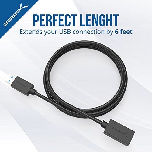 Sabrent 22AWG USB 3.0 Extension Cable - A-Male to A-Female [Black] 6 Feet (CB-3060)