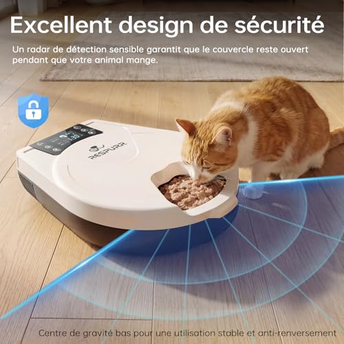 RESPURR Cat Wet Food Dispenser, 3 Days of 5 Meals Fresh, Cold & Chauff Semiconductor, Stainless Steel Bowl 304, Programmable Automaton Cat Food Dispenser
