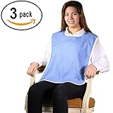 Terry Cloth Adult Bib with Velcro Closure - 3 Pack (Blue)