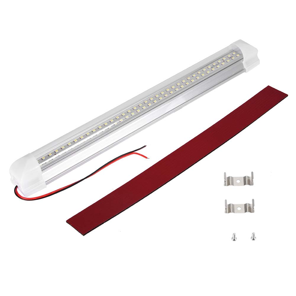 72LED Interior Light Bar, Aluminium PC Ultra Thin Universal Strip Light with ON/OFF Switch, 12V-85V Low Voltage Lamp for Car Van Camper Caravan Motorhome Boat Kitchen, Black 1 Pack