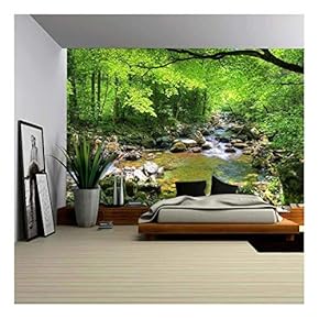 Fall Forest Stream Smolny in Russian Primorye Reserve - Removable Wall Mural | Self-Adhesive Large Wallpaper - 66x96 inches