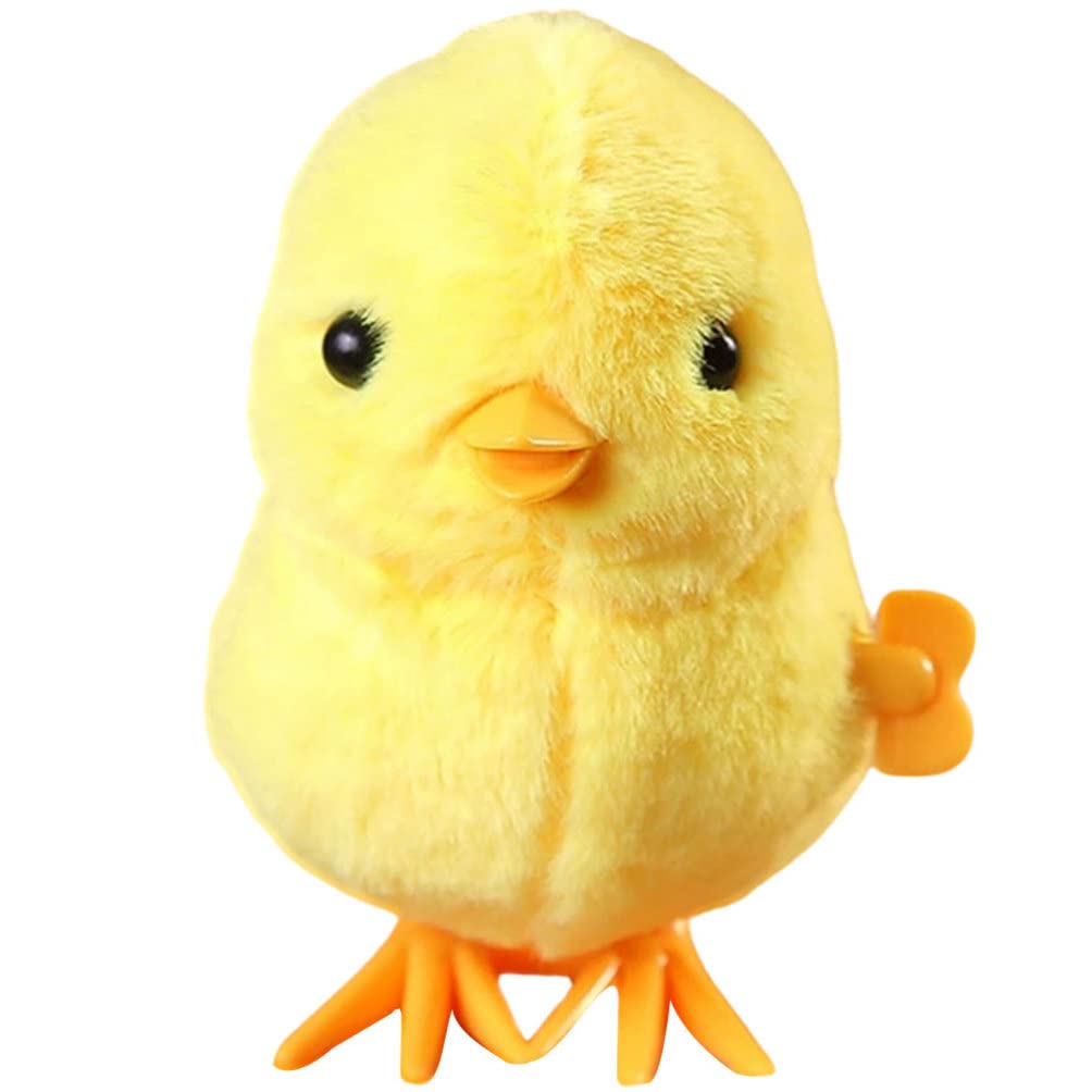 NUOBESTY Chick Wind Up Toys, Plush Clockwork Jumping Chick Toy Jumping Wind Up Chicken Toys for Kids Clockwork Plush Chicks Toys Easter Party Favors