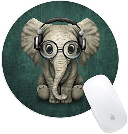 Mouse Mat, Customized Durable Non-Slip Rubber Round Gaming Mouse Pad, Mouse Mat for Professional Gamers and Office - Green Elephant