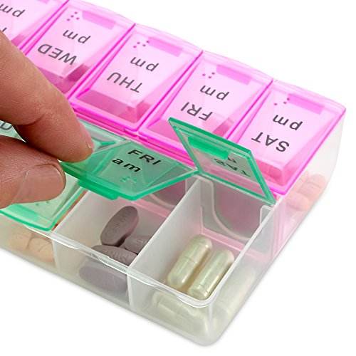 MEDca Weekly Pill Organizer, Twice-a-Day, 1 Pill Organizer New Attractive Coloring