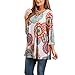 Floral Print Blouses Women Loose Plus 3/4 Sleeved V-neck Casual Tunic Tops White XX-Large