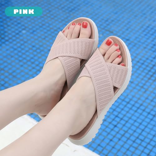 ZDQ Sandalias Mujer Verano Ortopedicas Sandalias con Punta Abierta Rosa37