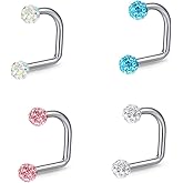Niaspi 4Pcs 16G Lip Rings Hoop for Women Girls Stainless Steel C-Shaped Shiny Ball Barbell Monroe Labret Studs Medusa Piercing Jewelry