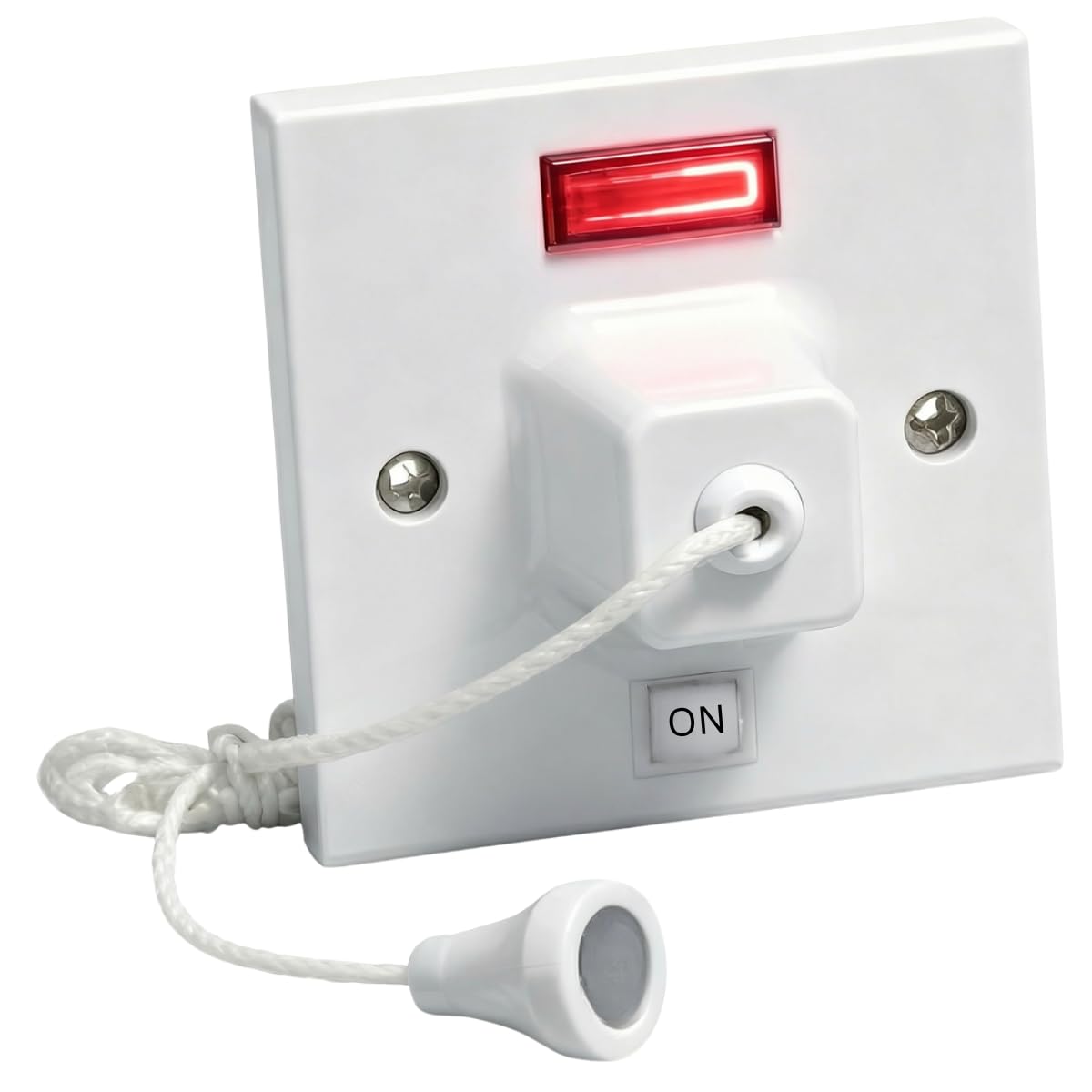 AXIOM 45A 2 Way Shower Ceiling Pull Cord Switch with Mechanical & Neon Indicator & 35mm/45mm Mounted Surface Pattress Back Box (45A Pull Cord Switch ONLY)