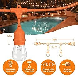 addlon 96 FT (2x48FT) Outdoor String Lights