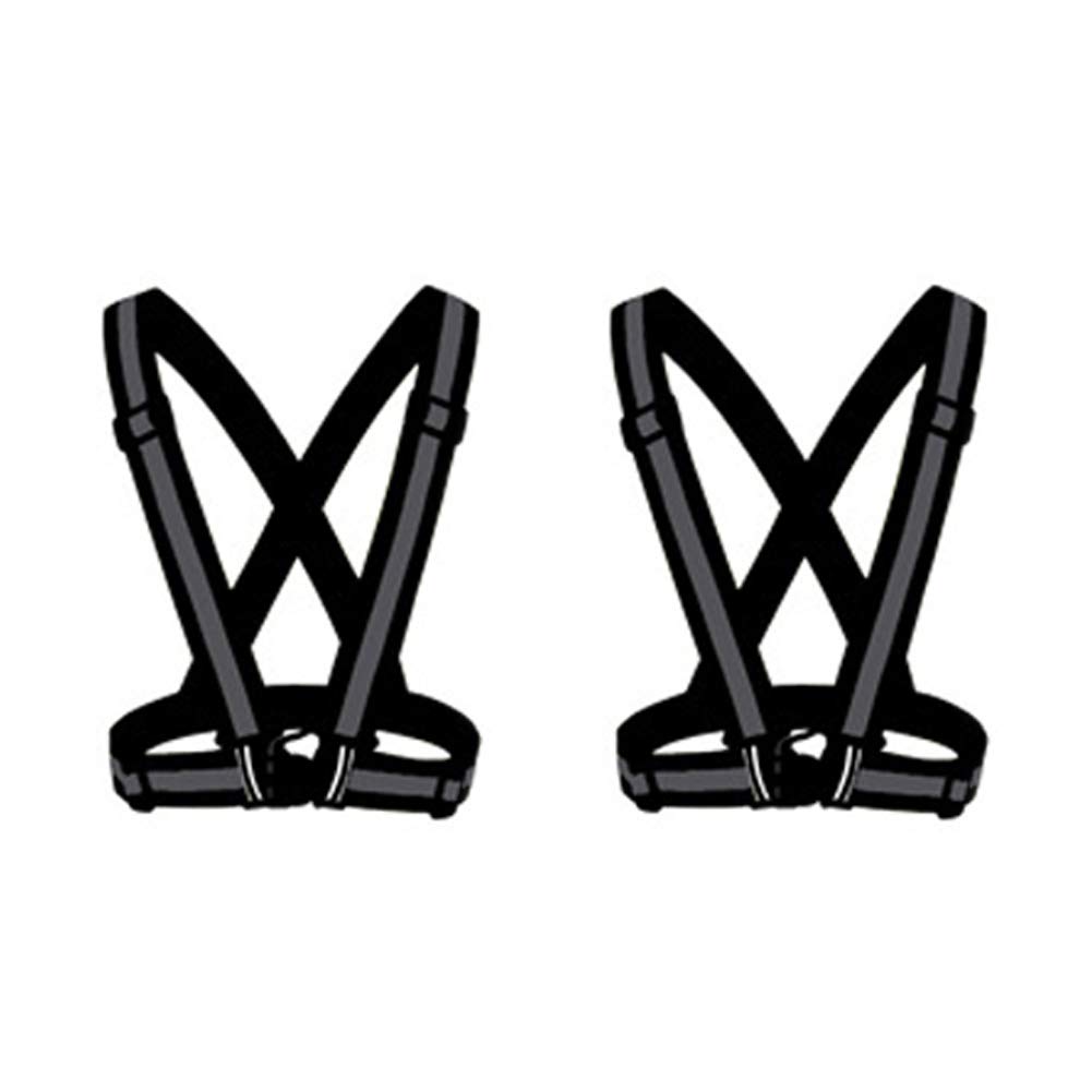 HYCOPROT 2 Pack Reflective Vest Adjustable Safety Hi Vis High Visibility Sports Gear for Outdoor Night Running Cycling Hiking Biking Motorcycle Dog Walking Men Women Kids (Black)¡­