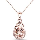 YOUMIYA Rose Gold Necklace For Women Imitation Natural Morgan Stone Pendant Fashion Necklace Clavicle Chain Necklace Stainless Steel Crystal Necklace Birthday Gifts For Women (PINK)