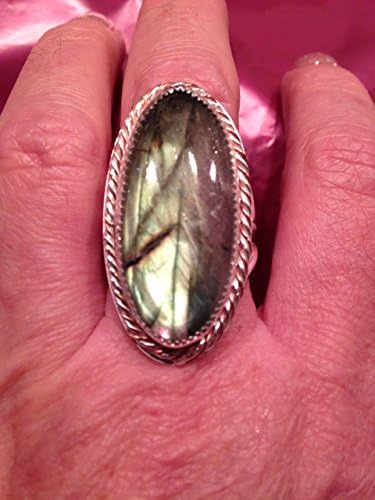 Wow them with my Sterling silver adjustable Labradorite ring.