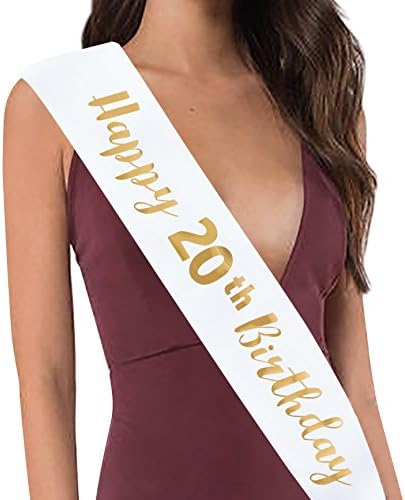 FCAROLYN "Happy 20th Birthday Sash - 20 Birthday Gift - 20 Birthday Sash - 20 Birthday Party