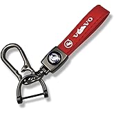 Comburvo Leather Car Keychain, for XC90 XC60 XC40 S90 S60 Series Car Key Chain Ring Accessories for Men and Woman Red