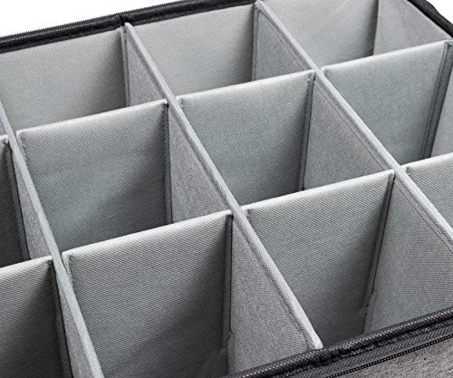 Wine Glass Storage, Holds 12 Red or White Wine Glasses, Fully-Padded Inside with Hard Top and Sides - Thumbnail 2
