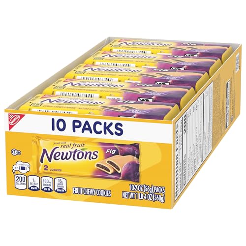 NEWTONS FIG BARS, SOFT FRUIT CHEWY COOKIES, 10 SNACK PACKS (2 COOKIES PER PACK)