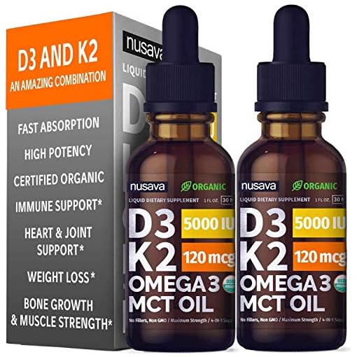 (2 Pack) Organic Vitamin D3 K2 Drops w MCT Oil Omega 3