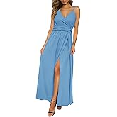 Newshows Women's 2026 Lightweight Summer Wedding Guest Beach Vacation Casual V Neck Split Flowy Maxi Dress