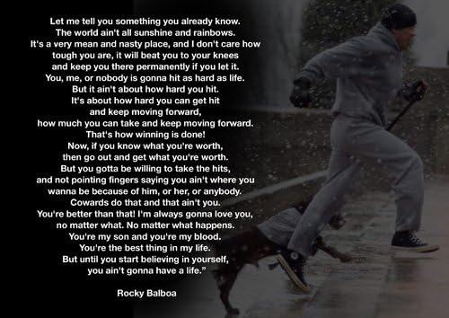Motivational - Rocky Balboa 19 - A4 motivation - boxing - greatest glory quote - Poster - print - picture