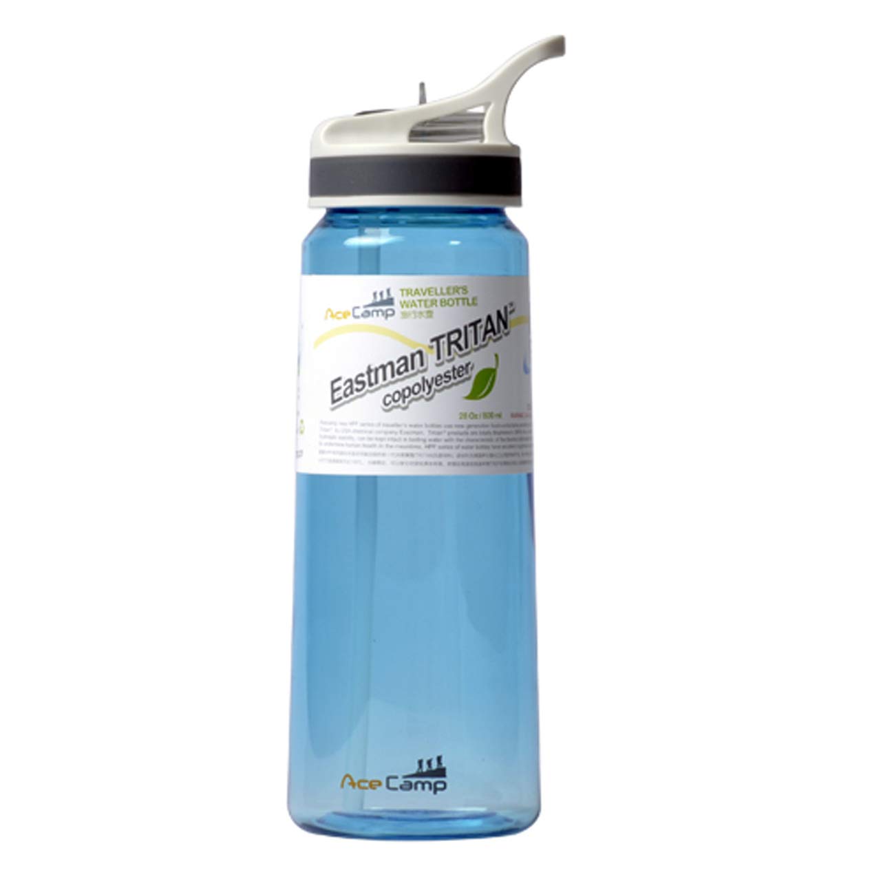 AceCamp Tritan Traveller Bottle, 800 ml, BPA Free, Sports Bottle, Leak Proof, with Drinking Straw, Blue, 800 ml