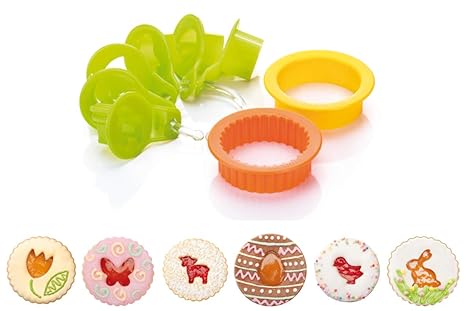 Tescoma Delícia 8 Stück Ostern Cookie Cutter Set, Kunststoff, grün/orange/gelb