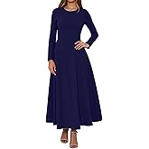 OKIFOIR Long Sleeve Maxi Dress for Women Fall Pleated Babydoll Formal Cocktail Party Dresses 2026