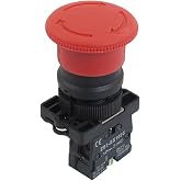 uxcell 22mm NC N/C Red Mushroom Emergency Stop Push Button Switch 600V 10A Plastic Mounting