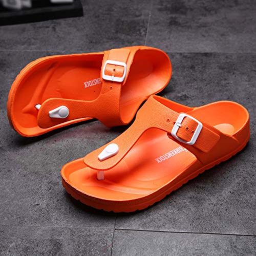 Corriee Mens Thong Sandals Summer Slippers Indoor Outdoor Flat Shoes Beach Flip Flops Orange