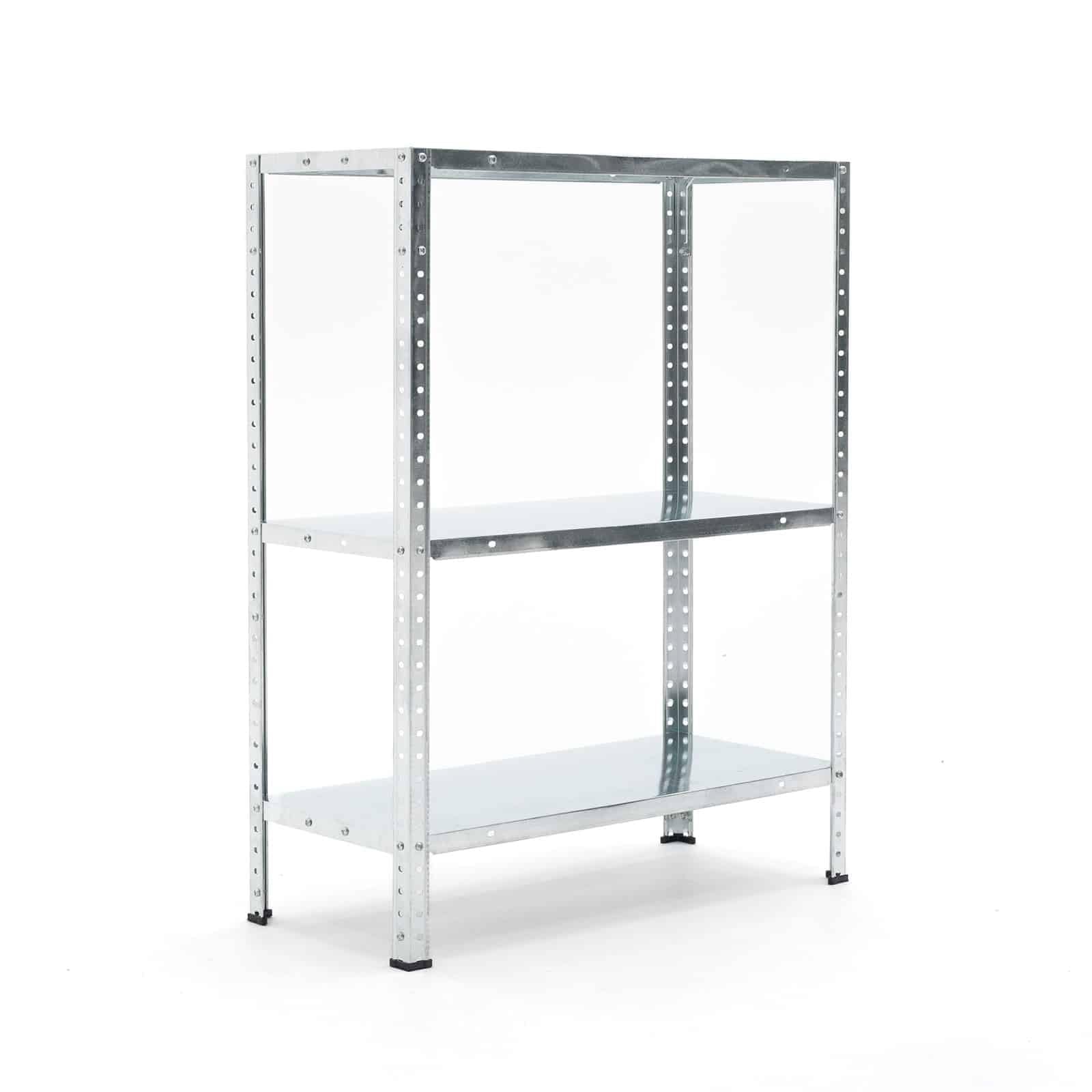 Catter House Nils Solid 90 Galvanised Metal Shelving Unit – 70 x 30 x 90 cm with 3 Galvanised Steel Shelves, Holds up to 150 kg, Grey Colour, Easy to Assemble