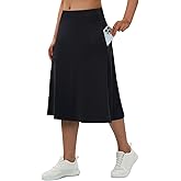 Turnhier Women's Midi Length Skorts Skirts with 2 Pockets Modest Long Skirts 28" Knee Length Athletic Skort