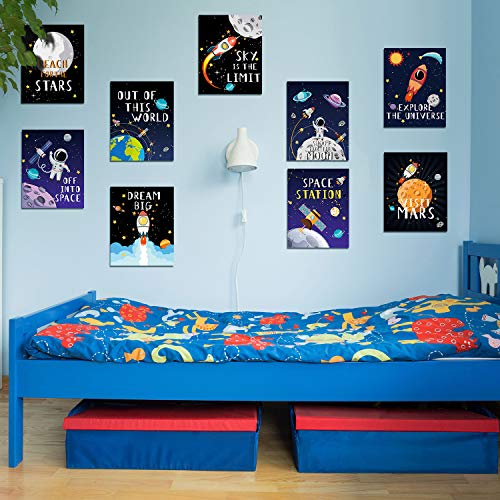 Blulu-9-Pieces-Outer-Space-Decor-Kids-Nursery-Bedroom-Space-Posters-Decor-8-x-10-Inch-Cute-Inspirational-Wall-Art-Decoration-for-Boys-and-Girls-Playroom-Bedroom-Nursery-Room-Decor