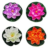 NiceWave Floating Pond Decor Water Lily/Lotus Foam Flower, Small (Set of 4)